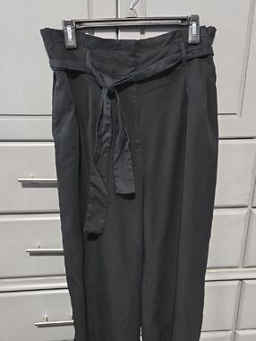 Ann Taylor Black Paperbag-Waist Tie Pants